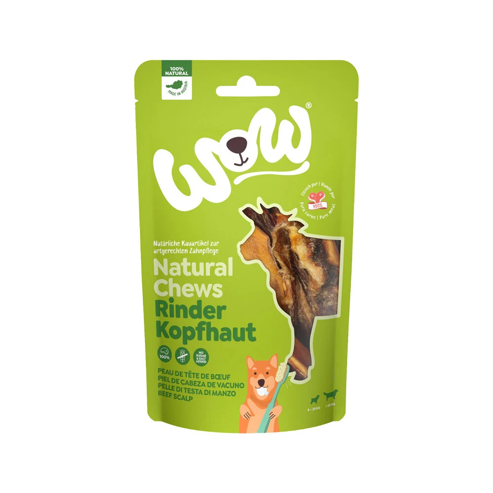WOW! Natural Chews Rundvlees Hoofdhuid 3 WOW! Natural Chews Rundvlees Hoofdhuid